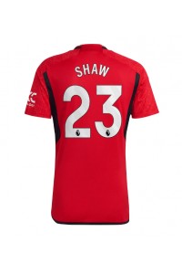 Manchester United Luke Shaw #23 Jalkapallovaatteet Kotipaita 2023-24 Lyhythihainen